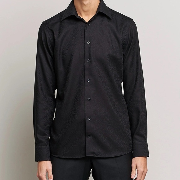 Eton Black Paisley Jacquard Tuxedo Shirt slim - Picture 5 of 10
